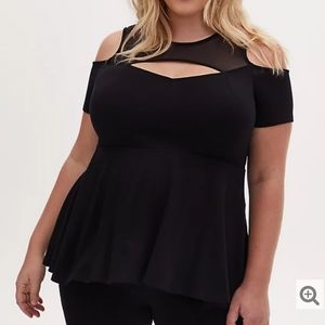 Black off the shoulder mesh necklin, Torrid size 4